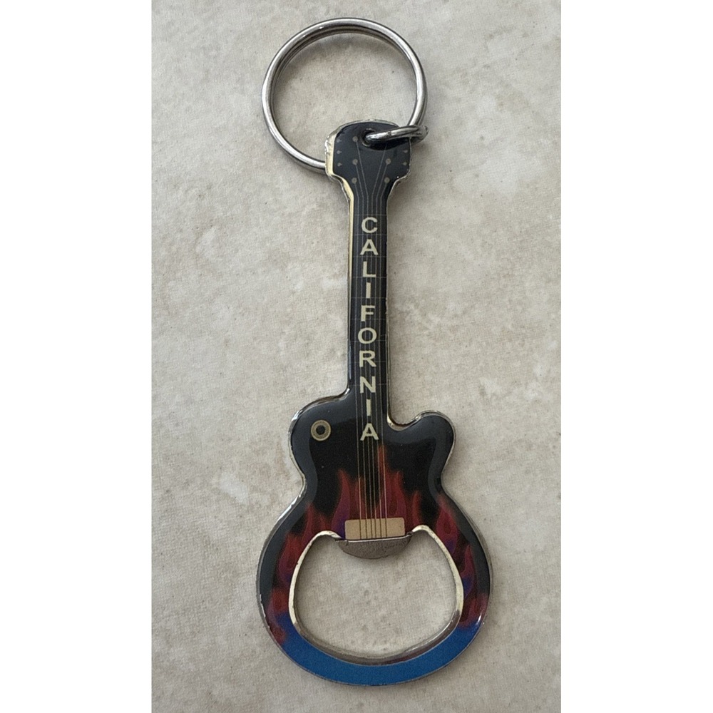California Guitar Metal Bottle Opener‎ Keychain Key Ring 3"Length